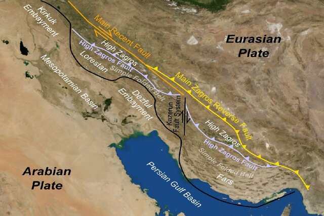 جنبایی گسل پیش‌ژرفای زاگرس مسبب فوج لرزه‌های خوزستان